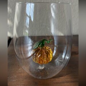 New wine / drinking Glass with Pumpkin detail